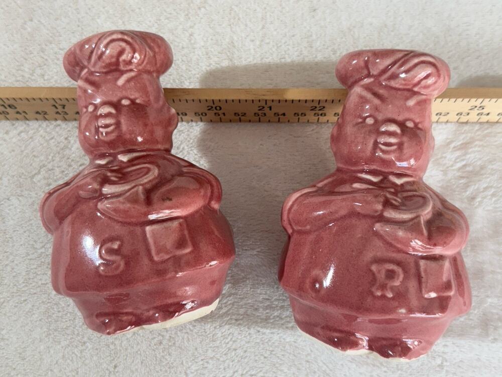 American Bisque Salt & Pepper Shaker Cook Baker Chef 5" Pair Scarce